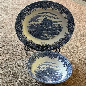 Olde Staffordshire English Village by Salem China Co Salem England Platter/ Bowl